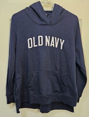 Old Navy Womens Navy Crewneck Hoodie with Embroidered Logo